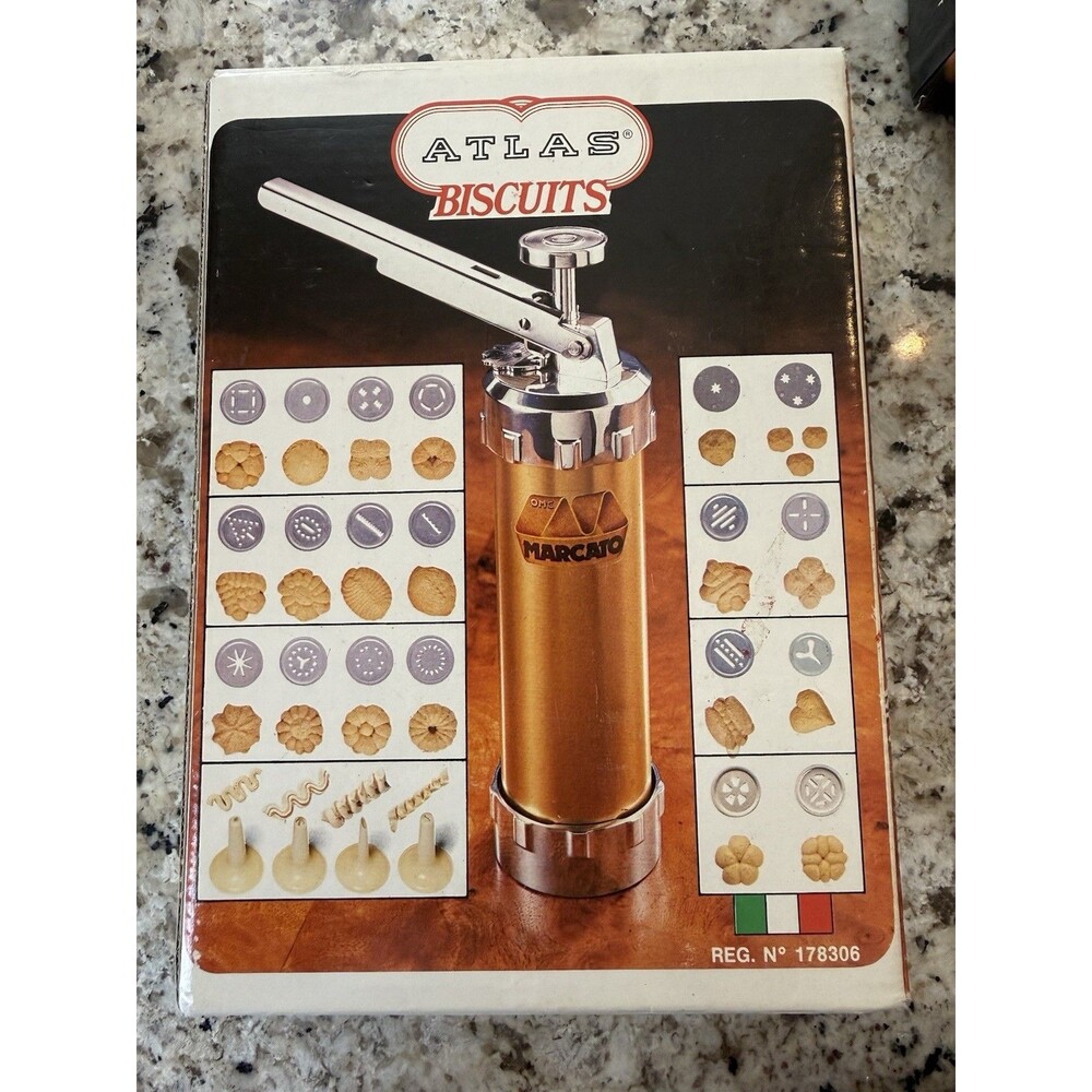 Marcato Atlas Cookie Press Biscuits Maker Italy 20 Discs
